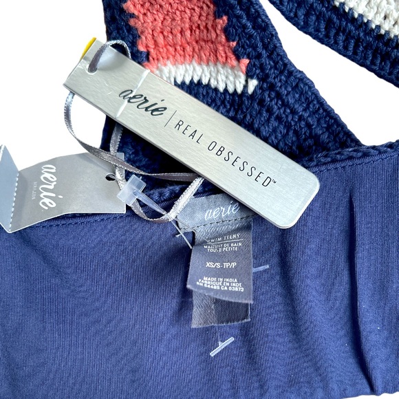 NEW Aerie Crochet Striped Tassel Tie Bikini Set / Free Gift with Purchase - Picture 5 of 9